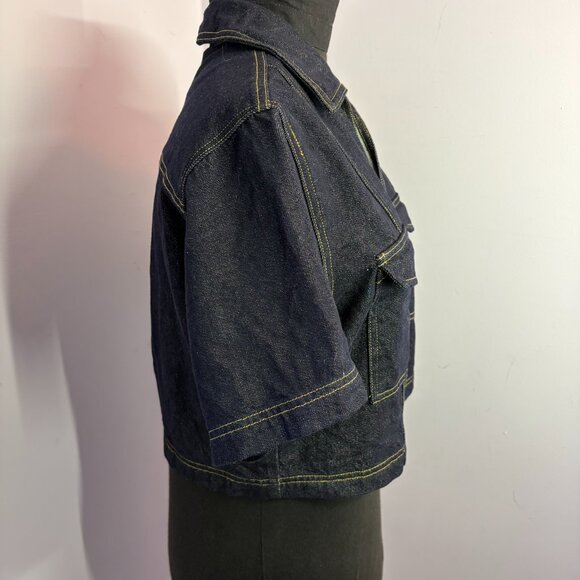 Aaron & Amber Denim Top, Cropped, EUC, Size L - Picture 6 of 8